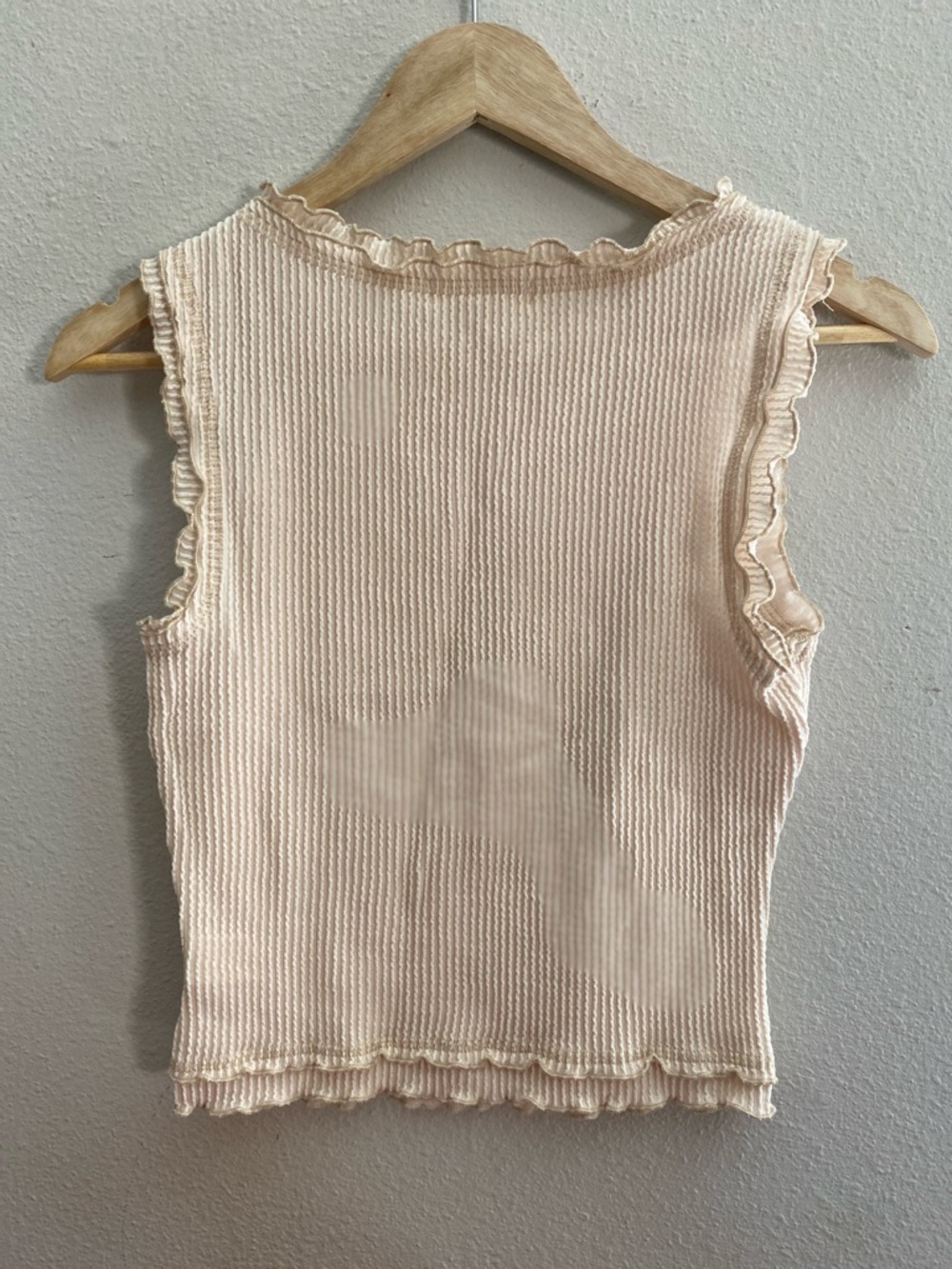 Moa Moa Cream Ruffle-Trim Ribbed Tank - Picture 2 of 3